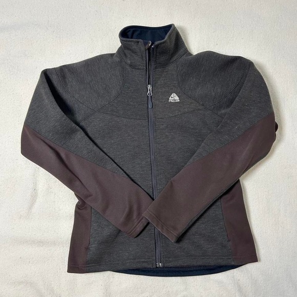 Vintage 90s Y2K Nike ACG Fleece Thermal Zip Up Jacket Men's small Brown - Picture 1 of 3